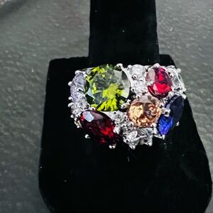 Multicolor Gem Cluster Statement Ring - Women's Jewelry